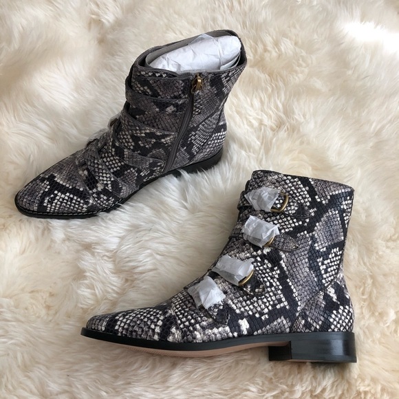 J. Crew Multi Buckle Leather Short Boot Snake 7 - Picture 12 of 13